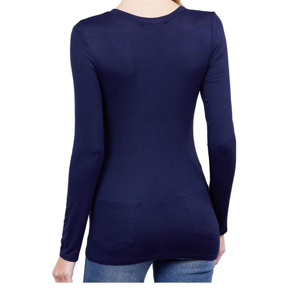 SOFT! Women's Premium Basic LS Crewneck, True Navy - Picture 2 of 3